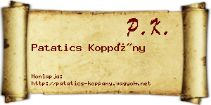 Patatics Koppány névjegykártya